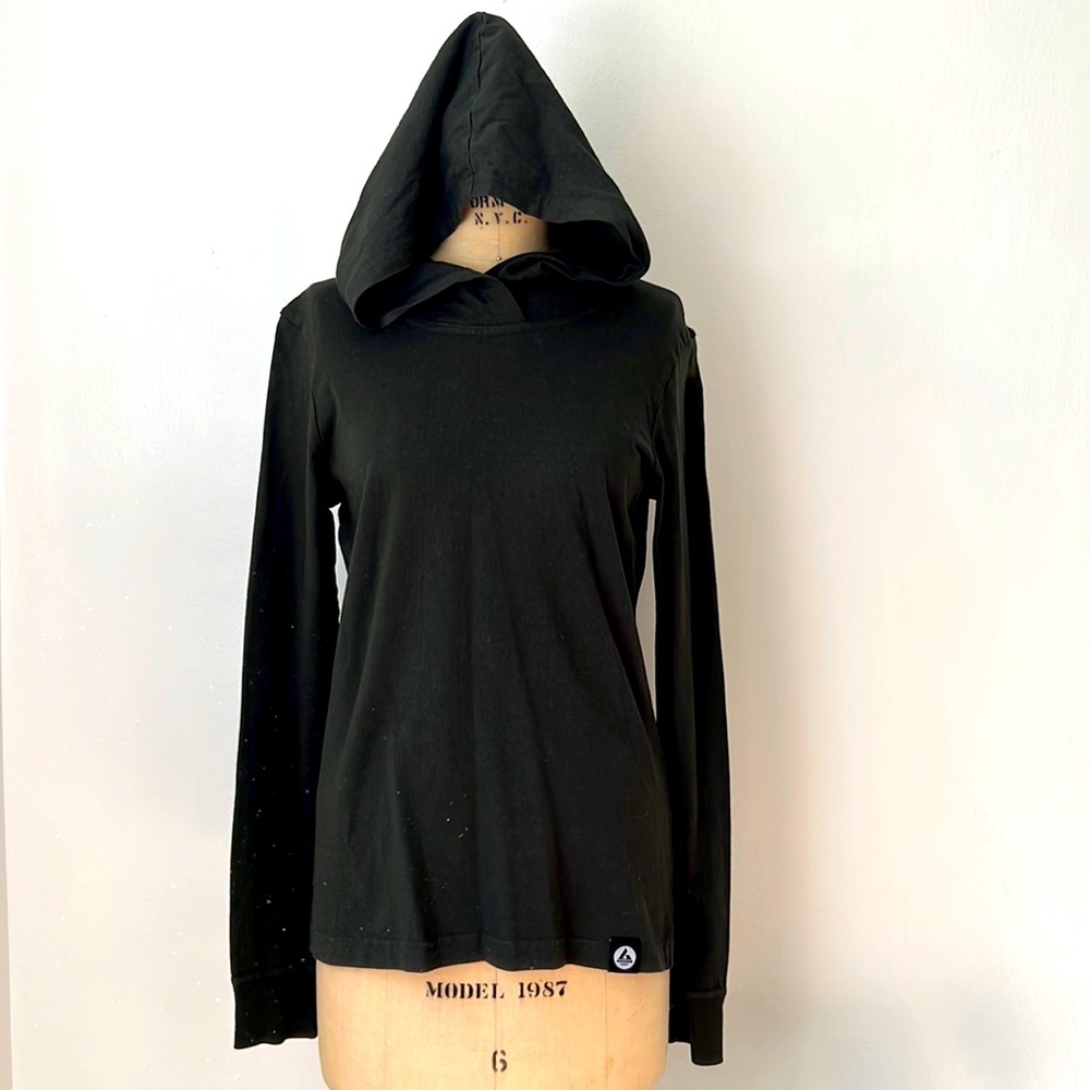 Dark green American Giant hooded long sleeve shirt